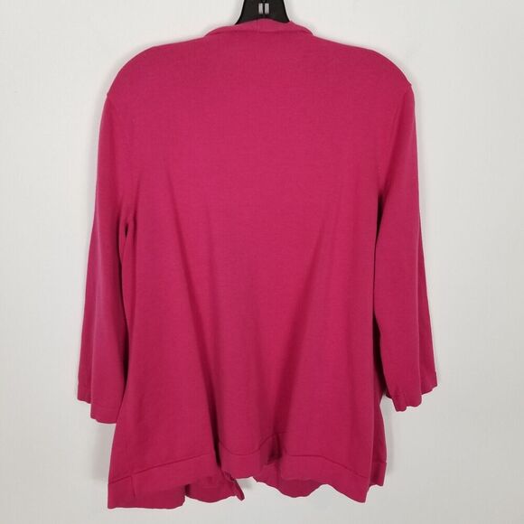 Talbots Women Plus Cotton Scallop Hem Cardigan Sz 3X Pink Open Front  Preppy - Picture 4 of 6